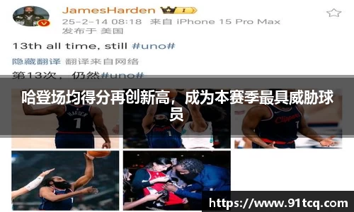 哈登场均得分再创新高，成为本赛季最具威胁球员